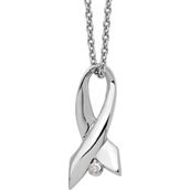 White Ice Sterling Silver Diamond Accent Awareness Ribbon Pendant