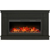 Ameriwood Home Elmcroft Wide Mantel with Linear Electric Fireplace, Charred Oak