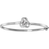 White Ice Sterling Silver Diamond Accent Love Knot 6.75 in. Hinged Bangle Bracelet