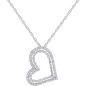 10K White Gold 1 CTW Double Heart Diamond Pendant