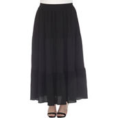 White Mark Plus Size Pleated Tiered Maxi Skirt