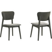 Armen Living Kalia Wood Dining Chair, Gray Finish with Gray Fabric, 2 pk.