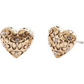 Coach Crystal Signature Quilted Heart Stud Earrings
