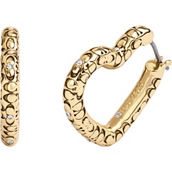 Coach Crystal Signature Quilted Heart Hoop Earrings