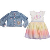 Little Lass Little Girls Rainbow Ombre Dress and Jacket 2 pc. Set
