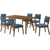 Armen Living Channell Walnut Wood Dining Table 7 pc. Set