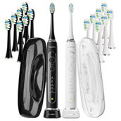 AquaSonic Elite Duo Series Black and White Electric Toothbrush Set