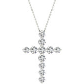 Pure Brilliance 14K White Gold 3/4 CTW Lab Created Diamond Cross Pendant