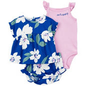 Carter's Baby Girls Blue Floral Little Shorts 3 pc. Set