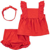 Carter's Baby Girls Red Bubble Shorts 3 pc. Set