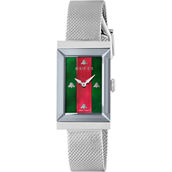 Gucci Women's G-Frame Red/Green Dial Mesh Bracelet Watch YA147401