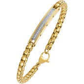 Stainless Steel with Gold Ion Plated and Diamond Bracelet