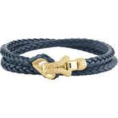 Silver with Gold IP Leather Bracelet