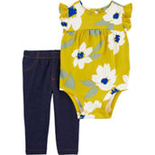 Carter's Baby Girls Floral Bodysuit and Pants 2 pc. Set