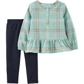 Carter's Toddler Girls Babydoll Shirt and Knit Denim Pants 2 pc. Set
