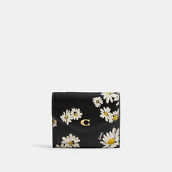Coach Floral Printed Leather Wyn Black Multi Small Wallet