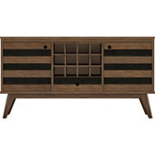 Simpli Home Clarkson Solid Acacia Wood Sideboard with Wine Storage