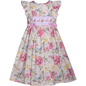 Bonnie Jean Little Girls Butterfly Rose Smocking Dress