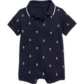 Old Navy Baby Boys Printed Thermal-Knit Polo Romper