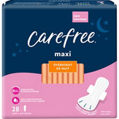 Carefree Maxi Overnight Pads with Wings, 28 ct.