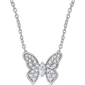 Love Honor Cherish 10K White Gold 1/3 CTW Diamond Butterfly Pendant