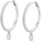 Matrix 10K White Gold Dangle Diamond Accent Hoop Earrings