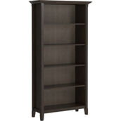 Simpli Home Amherst 36 in. Solid Wood 5 Shelf Bookcase