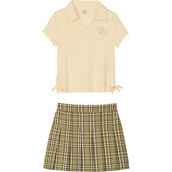 Sweet Butterfly Girls Ribbed Top and Plaid Skirt 2 pc. Set