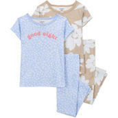 Carter's Toddler Girls Floral 100% Cotton Snug Fit 4 pc. Pajama Set