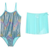 Limited Too Girls Mermaid Shell Foil One-Piece and Mesh Skirt 2 pc. Swim Set