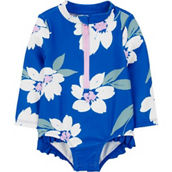 Carter's Baby Girls Floral Zip Front Rashguard Swimsuit