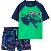 Carter's Toddler Boys Dinosaur Rashguard Top and Shorts 2 pc. Swim Set