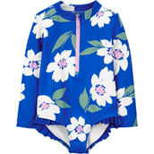 Carter's Toddler Girls Floral Zip Front Rashguard Swimsuit