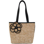 Bueno of California Straw Tote with Flower