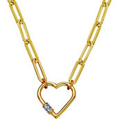 10K Gold Over Sterling Silver Diamond Accent 17 in. Heart Necklace