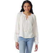 Wallflower Juniors White Peasant Top with Lace Trim