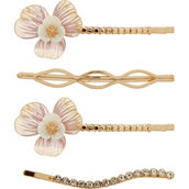 Lonna & Lilly Goldtone Pink Open Work Flower Bobby Pin 4 pc. Set