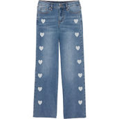 YMI Jeans Girls Wide Leg Jeans with White Hearts