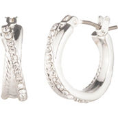 Lauren Ralph Lauren Silvertone 15mm Twist Rope Textured Clicktop Hoop Earrings