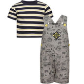 Picapino Baby Boys Striped Tee and Construction Shortalls 2 pc. Set