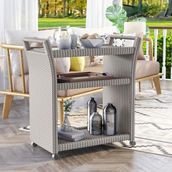 Furniture of America Azur Gray Aluminum Wicker Bar Cart