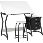 Studio Designs Hourglass Craft Center Angle Adjustable Drafting Table with Drawers