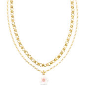 Kendra Scott Deliah Gold Multi Strand Necklace in Iridescent Pink White Mix