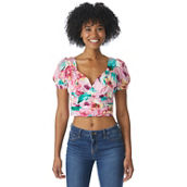 Inspired Hearts Juniors Print Top with Ruched Front