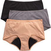Hanes Comfort Period Moderate Boyshort Period Underwear, Assorted, 3 pk.