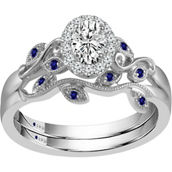 Traditions in Blue 10K White Gold 1/5 CTW Diamond and Sapphire Bridal Set Size 7