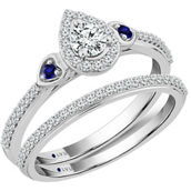 Traditions in Blue 10K White Gold 3/8 CTW Diamond and Sapphire Bridal Set Size 7