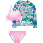 Carter's Toddler Girls Tropical Iguana Rashguard 3 pc. Swim Set