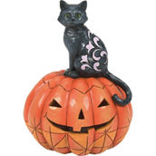 Jim Shore Black Cat/Pumpkin LED Figurine