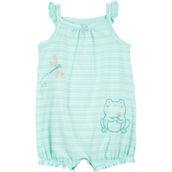 Carter's Baby Girls Striped Frog Cotton Romper